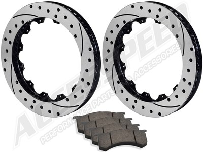 Wilwood 13-inch Front Left & Right Drilled SRP Replacement Rotors & BP20 Brake Pads 2007-up Wrangler