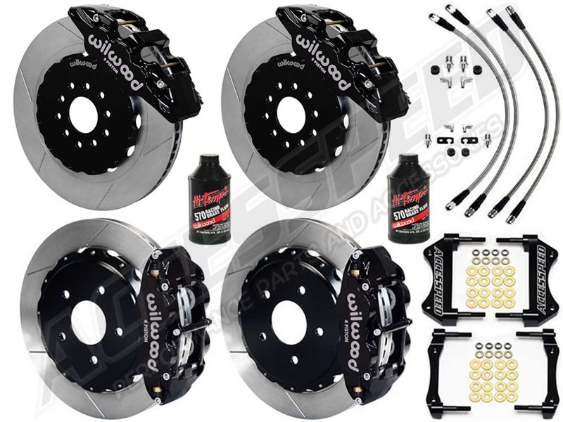 Wilwood AERO6 14" Front & SL4R 13.5" Rear Brake Kit, Black, Slotted, Lines, Fluid, 2020-21 Gladiator