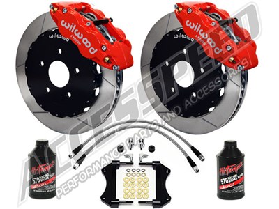Wilwood Forged SL6R 13-in Front Big Brake Kit, Red, Slotted, Brake Lines, Fluid 2005-2014 Mustang