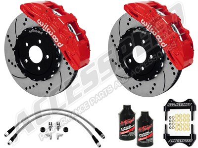 Wilwood SX6R Front 15" Big Brake Kit Combo, Red, Slotted, Brake Lines, Fluid 2015-2019 Mustang