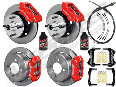 Wilwood Dynalite Front & Dynapro Rear 11" Big Brake Kit, Red, Lines, Fluid 64-65 Mustang 6-Cyl