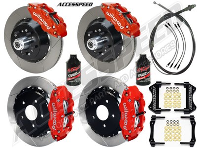 Wilwood Superlite Front & Rear 13" Brakes, Red, Slotted, Lines, Fluid, 2.66" O/S, 1965-1967 Mustang