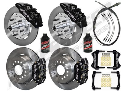 Wilwood Dynapro Front & Rear 12" Brakes, Black Calipers, Lines, Fluid, 2.66" O/S, 1970-73 Mustang