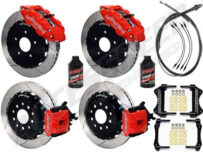 Wilwood Superlite 14" Front & CPB 13" Rear Brakes, Red, Slotted, Lines, Fluid, 1994-2004 Mustang
