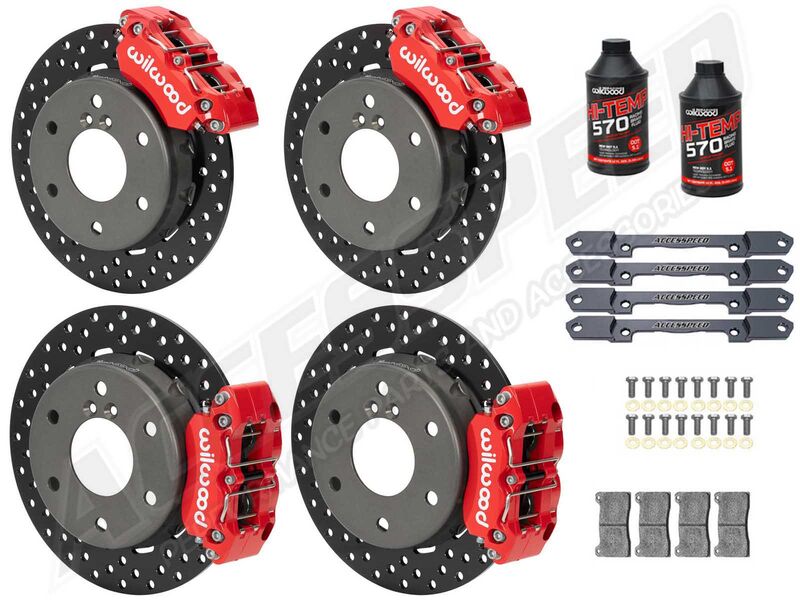 Wilwood Front & Rear UTV Big Brake Kit Combo, Red, Drilled Rotors, 2024+ Can-Am Maverick X3 6-Lug
