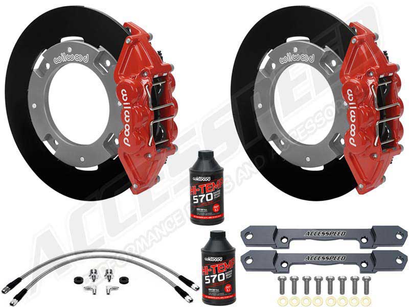 Wilwood Rear UTV Big Brake Kit Combo with Fluid, Red, Plain Rotors, 2014-2023 Polaris RZR-XP1000