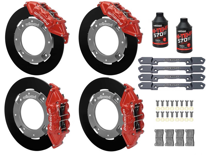Wilwood Front & Rear UTV Big Brake Kit Combo, Red, Plain Rotors, for 2019-up Honda Talon 1000R