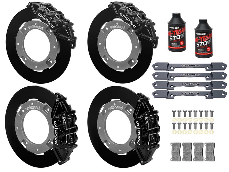 Wilwood Front & Rear UTV Big Brake Kit Combo, Black, Plain Rotors, for 2019-up Honda Talon 1000R