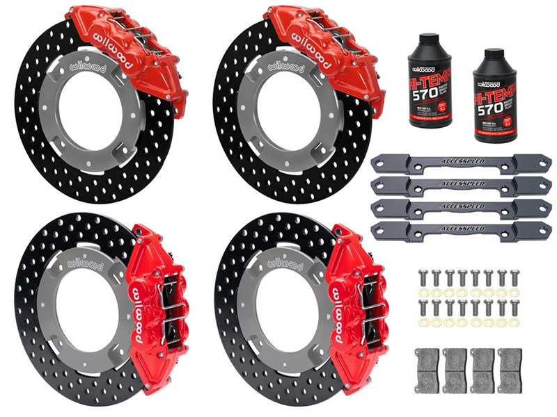 Wilwood Front & Rear UTV Big Brake Kit Combo, Red, Drilled Rotors, for 2019-up Honda Talon 1000R