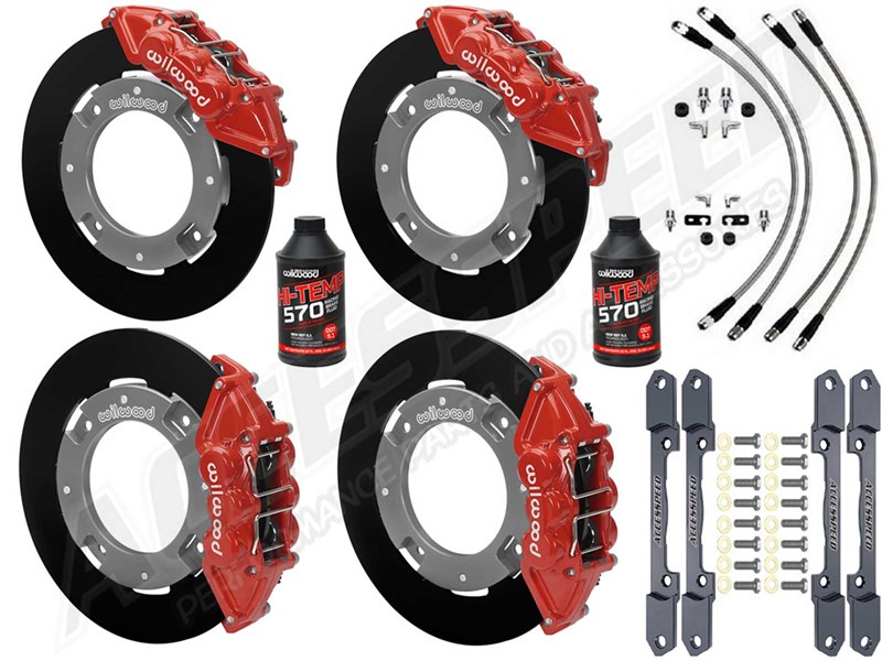Wilwood Front & Rear UTV Big Brake Kit Combo with Brake Lines, Red, For 2019-up Honda Talon 1000R