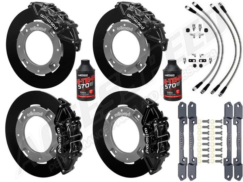 Wilwood Front & Rear UTV Big Brake Kit Combo with Brake Lines, Black, For 2019-up Honda Talon 1000R