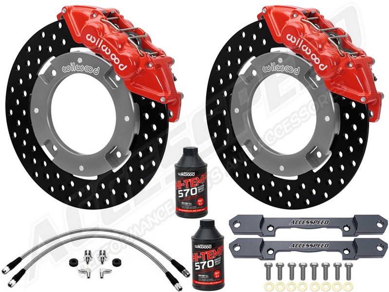 Wilwood Front UTV Big Brake Kit Combo with Brake Lines, Red, Drilled For 2019-up Honda Talon 1000R