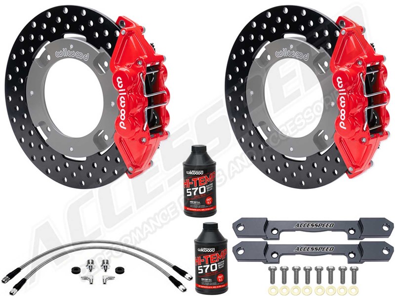 Wilwood Rear UTV Big Brake Kit Combo with Brake Lines, Red, Drilled For 2019-up Honda Talon 1000R