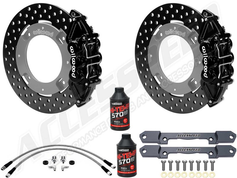 Wilwood Rear UTV Big Brake Kit Combo with Brake Lines, Black, Drilled For 2019-up Honda Talon 1000R