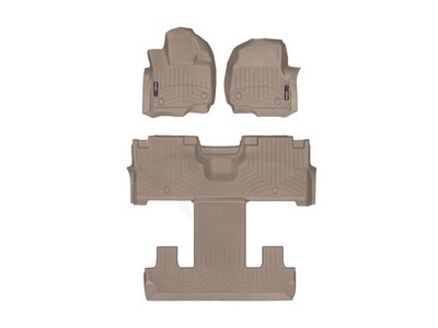 WeatherTech 451665-1-4 Tan 1st, 2nd Bucket & 3rd Row FloorLiner Set For 2021-up Ford Expedition