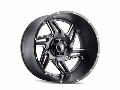 American Truxx AT186-24478M-76 Spurs AT186 Satin Black Milled 24X14 8-180 -76MM 125.2MM Wheel / American Truxx AT186-24478M-76 24-inch Wheels