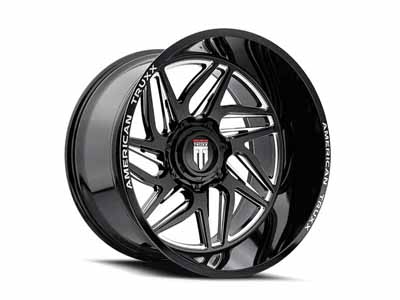 American Truxx AT1917-22252M Goliath AT1917 Gloss Black Milled 22X12 5-127/5-139.7 -44MM Wheel / American Truxx AT1917-22252M 22-inch Wheels