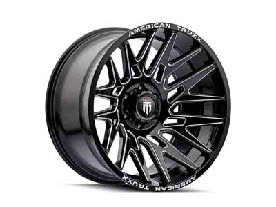 American Truxx AT1919-22236BM Evolution AT1919 Gloss Black Milled 22X12 6-135 -44MM 87.1MM Wheel AT / American Truxx AT1919-22236BM 22-inch Wheels