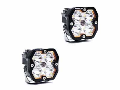 Baja Designs 55-7801-2NH Squadron 2.0 Sport Black LED Auxiliary Light Pod Pair Clear Spot / Baja Designs 55-7801-2NH Auxiliary Light