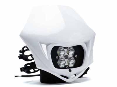 Baja Designs 84-7000-WTAC Squadron 2.0 Sport Motorcycle A/C LED Headlight w/Shell White Spot Clear / Baja Designs 84-7000-WTAC Headlight Kit