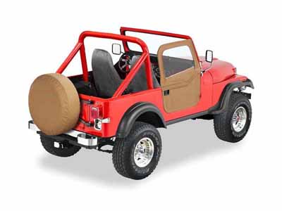 Bestop 51778-37 Jeep-Doors Full 2-Piece Fabric-Doors For 1976-1986 CJ7 Clear Vinyl Spice Fabric Pair / Bestop 51778-37 Soft Fabric Door