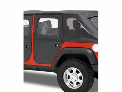 Bestop 51799-17 Full 2-Piece Fabric-Doors For 2007-2018 Wrangler JK Clear Vinyl Rear Black Pair / Bestop 51799-17 Soft Fabric Door