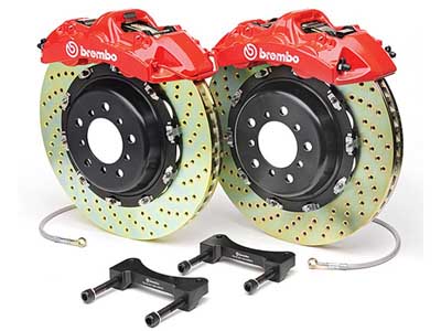 Brembo 1N4.8001A GT Front Brake Kit 6-Piston 14" X-Drilled Zinc Rotors 2010 2011 2012 2013 Camaro V6 / 