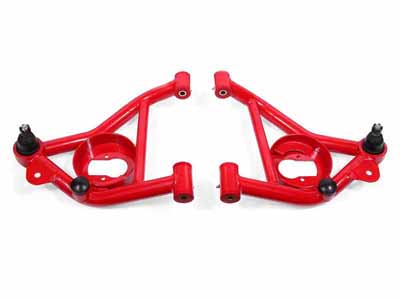 BMR AA008R Lower A-Arms, Non-Adj With Poly Bushings, W/ Spring Pocket, Red for 1982-1992 F-Body / BMR AA008R Non-Adjustable Lower A-Arms