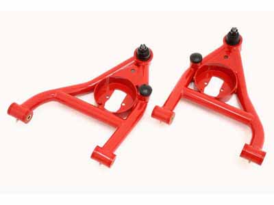 BMR AA009R Lower A-Arms, Non-Adj W/Poly Bushings, Rear Bump Stops, Red, 67-69 F-Body, 68-74 X-Body / BMR AA009R Non-Adjustable Lower A-Arms