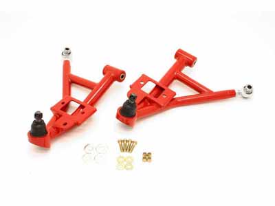 BMR AA020R Lower A-Arms, Adjustable With Poly/Rod End Combo, 1" Drop, Red for 1993-2002 F-Body / BMR AA020R Adjustable Lower A-Arms