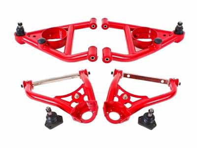 BMR AA029R A-Arm Kit, Upper (AA005R) And Lower (AA006R), Red for 1967-1969 F-Body, 1968-1974 X-Body / BMR AA029R Upper & Lower A-Arm Kit