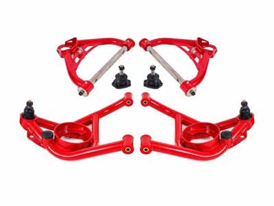 BMR AA031R A-Arm Kit, Upper (AA015R) And Lower (AA014R), Red for 1970-1981 F-Body, 1975-1979 X-Body / BMR AA031R Upper & Lower A-Arm Kit