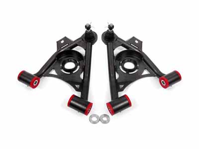 BMR AA034H Lower A-Arms, Spring Pocket, Non-Adj W/Poly, Std Ball Joint, Black for 1979-1993 Mustang / BMR AA034H Non-Adjustable Lower A-Arms