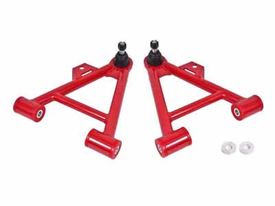 BMR AA035R Lower A-Arms, Coilover, Non-Adjust, Poly, Std Ball Joint, Red for 1979-1993 Mustang / BMR AA035R Non-Adjustable Lower A-Arms