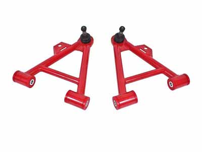 BMR AA038R Lower A-Arms, Coilover, Non-Adjust, Poly, Tall Ball Joint, Red for 1979-1993 Mustang / BMR AA038R Non-Adjustable Lower A-Arms
