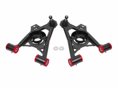 BMR AA040H Lower A-Arms, Spring Pocket, Non-Adj W/Poly, Std Ball Joint, Black for 1994-2004 Mustang / BMR AA040H Non-Adjustable Lower A-Arms