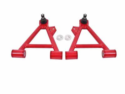 BMR AA041R Lower A-Arms, Coilover, Non-Adjust, Poly, Std Ball Joint, Red for 1994-2004 Mustang / BMR AA041R Non-Adjustable Lower A-Arms