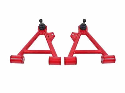 BMR AA044R Lower A-Arms, Coilover, Non-Adjust, Poly, Tall Ball Joint, Red for 1994-2004 Mustang / BMR AA044R Non-Adjustable Lower A-Arms