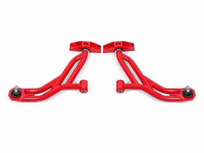 BMR AA756R Lower A-Arms, Non-Adj With Poly/Delrin, 19mm Tall Ball Joint, Red for 2010-2014 Mustang / BMR AA756R Non-Adjustable Lower A-Arms