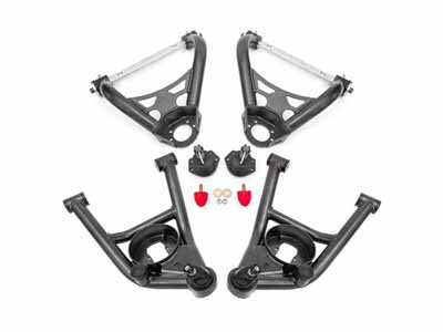 BMR AAK402H A-Arm Kit, Upper AA028H And Lower AAL401H, Black Hammertone for 1964-1972 A-Body / BMR AAK402H Upper & Lower A-Arm Kit