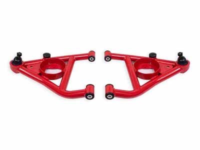 BMR AAL316R Lower A-Arms, Delrin Std Ball Joint Rear Bump Stops, Red, 1967-69 F-Body, 1968-74 X-Body / BMR AAL316R Lower A-Arms with Delrin Bushings