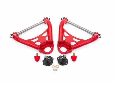 BMR AAU401R Upper A-Arms, Non-Adjustable, Delrin, Std Ball Joint, Red for 1964-1972 A-Body / BMR AAU401R Non-Adjustable Upper A-Arms