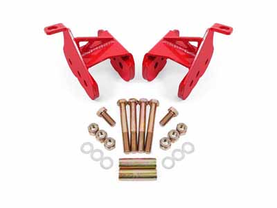 BMR CAB400R Control Arm Relocation Brackets, Bolt-on, Red for 1964-1972 A-Body / BMR CAB400R Control Arm Reinforcement Brackets