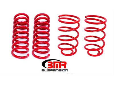 BMR SP033R Lowering Spring Kit, Set Of 4, 2" Drop, Red for 1964-1966 A-Body / BMR SP033R Lowering Spring Kit