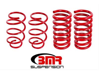 BMR SP086R Lowering Springs, Set Of 4, Drag Version, Red for 2015-2026 Mustang S550/S650 / BMR SP086R Lowering Spring Kit