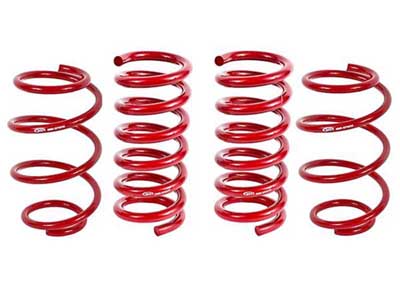BMR SP763R Lowering Springs, Set Of 4, Min Drop Front, Perf Version, Red, 2015-2026 Mustang / BMR SP763R Lowering Spring Kit