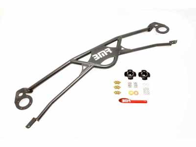 BMR STB016H Strut Tower Brace, Front, 4-Point, Fits V6 And V8, Black Hammertone for 2010-2010 Camaro / BMR STB016H Strut Tower Brace