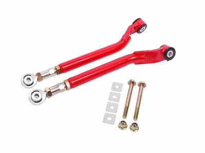 BMR TR110R Toe Rods, Rear, On-car Adjustable Delrin/Rod End Combo, Red, 2006-2023 Challenger-Charger / BMR TR110R Rear Toe Rod Kit