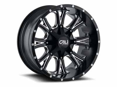 Cali 9101-22437M Americana 9101 SB 22x14 Milled Spokes Satin Black 6x135/6 On139.7 BP -76 Offset / Cali Offroad Wheels 9101-22437M 22" Aluminum Wheel