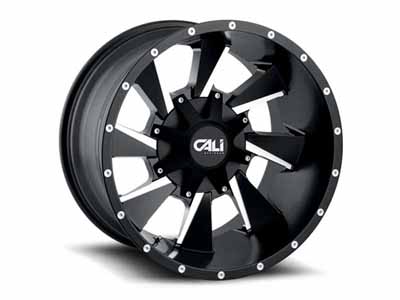 Cali 9106-22276M Distorted 9106 SB 22x12 Milled Spokes Satin Black 8x165.1/8 On170 BP -44 Offset / Cali Offroad Wheels 9106-22276M 22" Aluminum Wheel